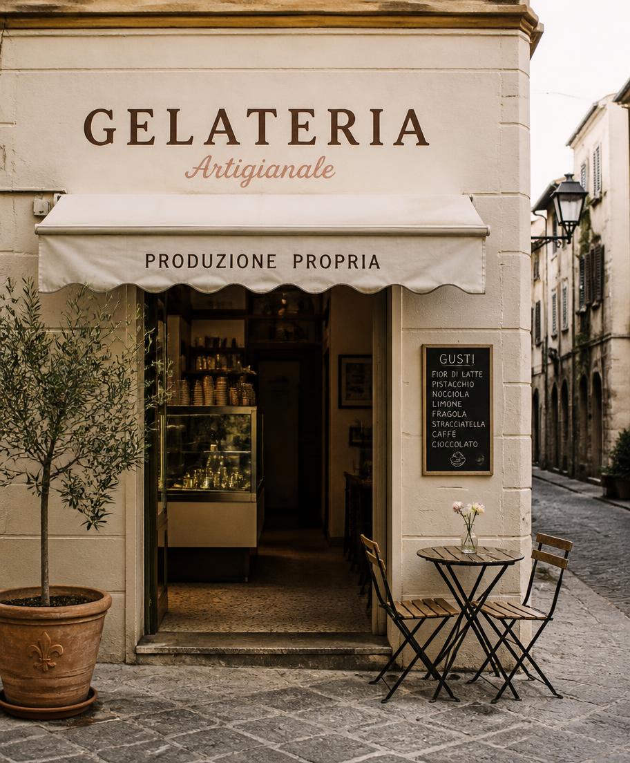Ladenfront einer kleinen Gelateria